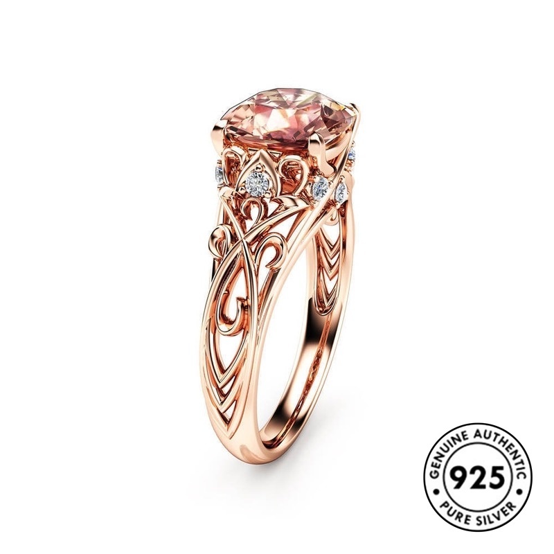 Cincin Sterling Silver 925 Dengan Batu Permata Champagne Untuk Wanita