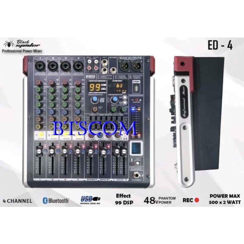 Power Mixer 4 channel Blackspider ED4 99 DSP ED 4 Amplifier Mixing MIXER BLACK SPIDER ED04 POWER MIX