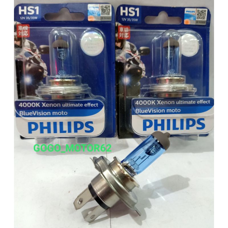 Bohlam Xenon headlamp Philips HS1 / H4 Vixion Byson Scoopy Fi BlueVision 35Watt