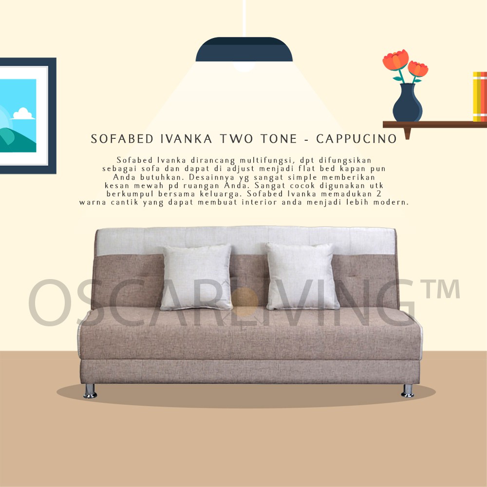 OLC Sofabed Ivanka Cappucino Sofa Bed Ruang Tamu / Sofa Tidur JABODETABEK