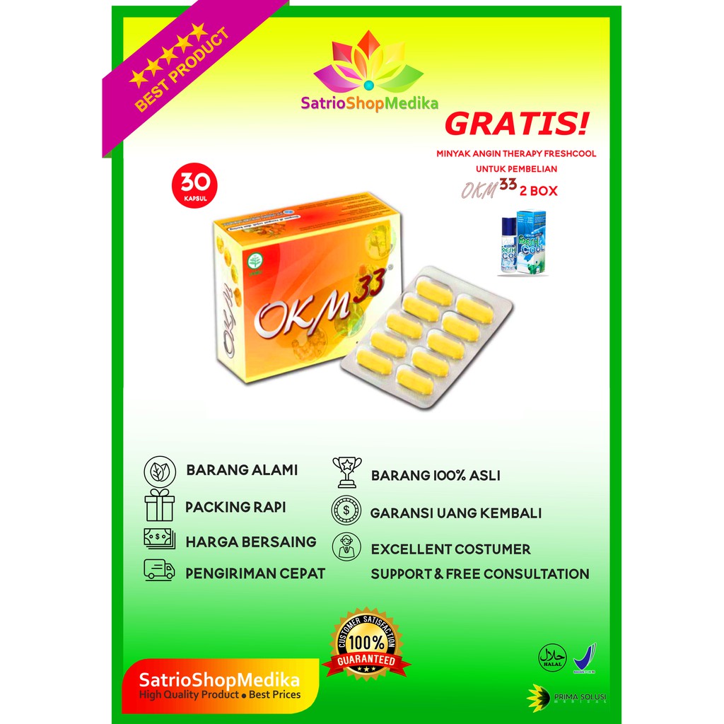 Obat Herbal OKM33 isi 30 kapsul (Gula darah, Kolesterol, Darah Tinggi, Hipertensi, Diabetes,Ginjal)