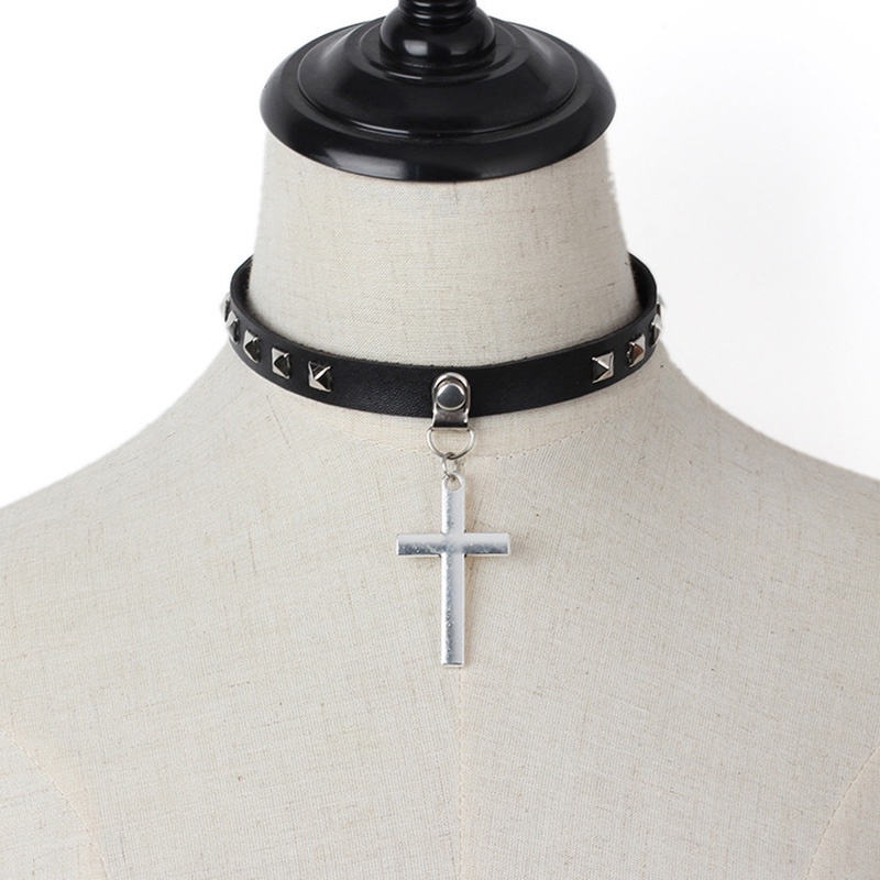 Kalung Choker Bahan Kulit PU Gaya Punk Gothic