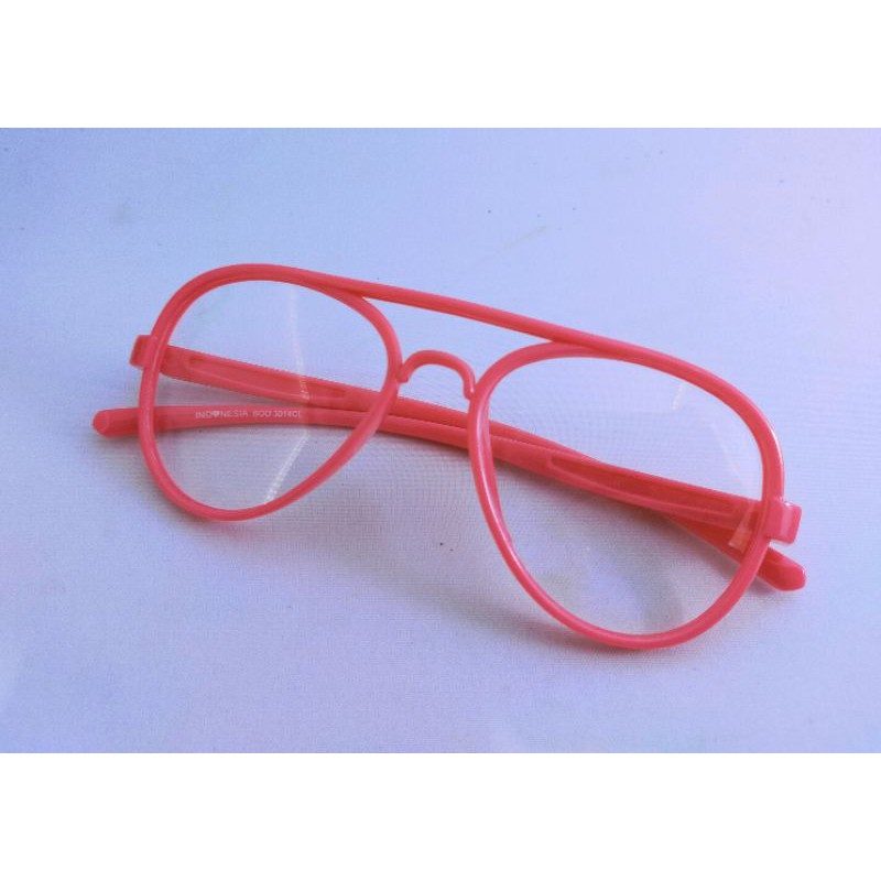 KACAMATA ANAK CEWEK COWOK-PINK BENING