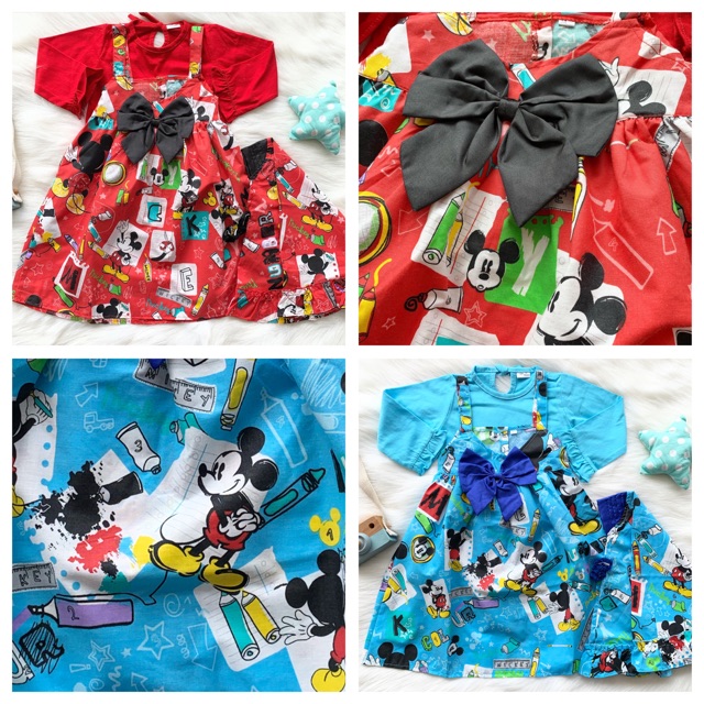 Grosir dress gamis fullprint mickey (SISA MERAH)