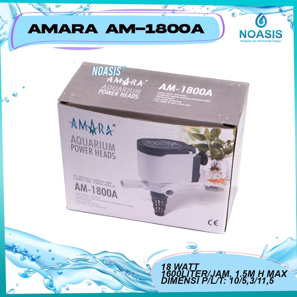 NOASIS POWER HEAD AQUARIUM AMARA AM 1800 A AM - 1800A POMPA AIR CELUP WATT RENDAH LOW WATT