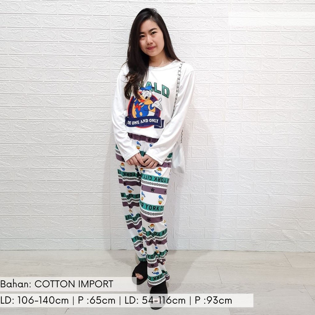 3521 kaos pajamas long donald tara one set import big baju tidur