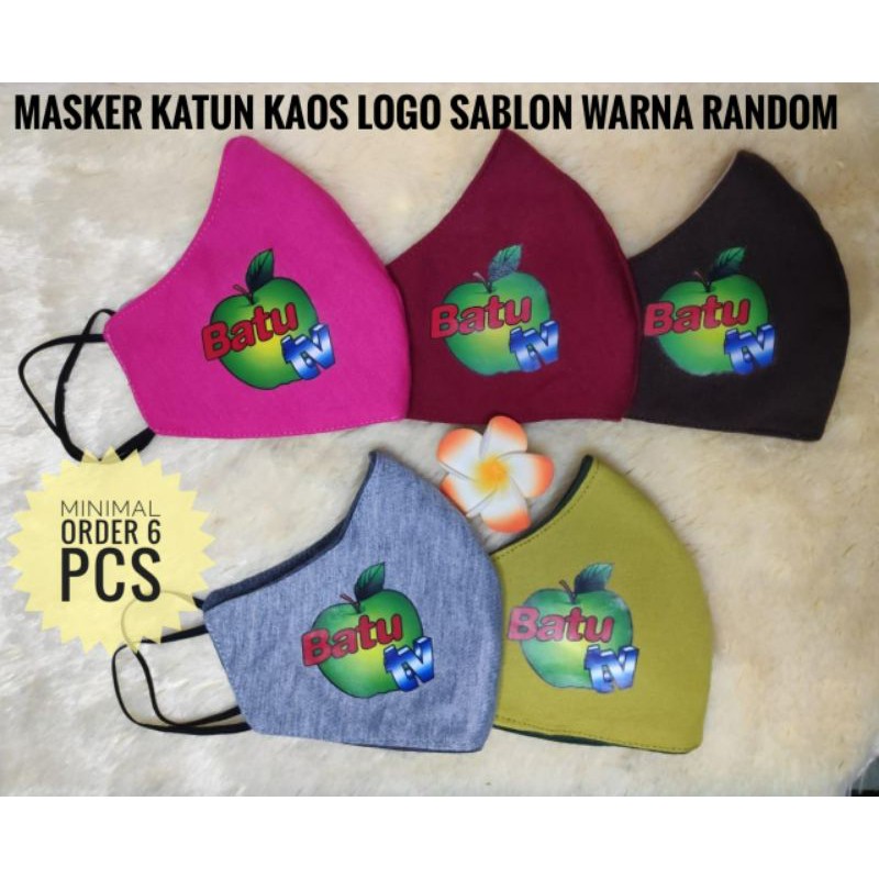 Masker katun kaos logo sablon minimal pemesanan 6