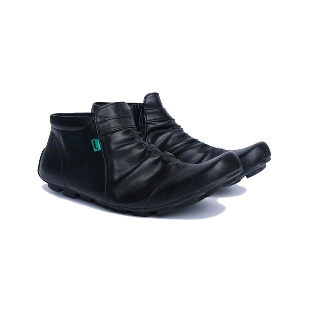 sepatu kasual boots pria kickers wringkley kerut hitam