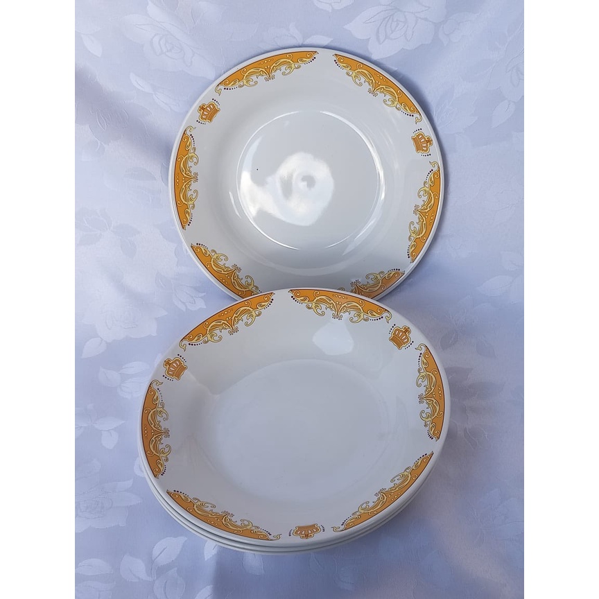 Piring Makan Keramik Besar Motif Mahkota Cantik Kekinian Merk Sunbird