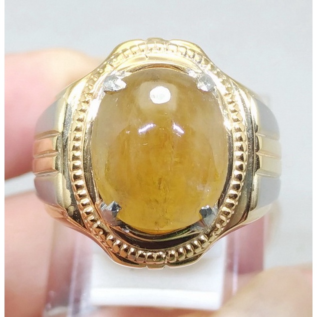 Cincin Batu Akik Natural Yakut Kuning Asli Jaminan Natural