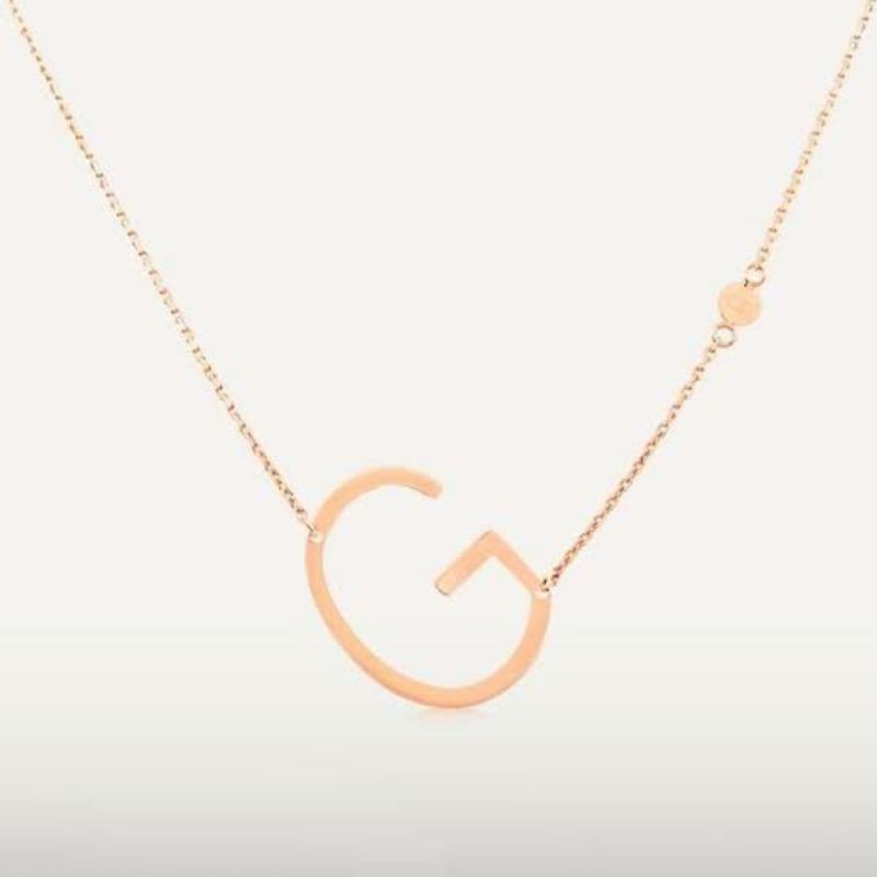 Kalung Huruf G Rose Gold UBS Emas 750 Necklace Letter G Gold