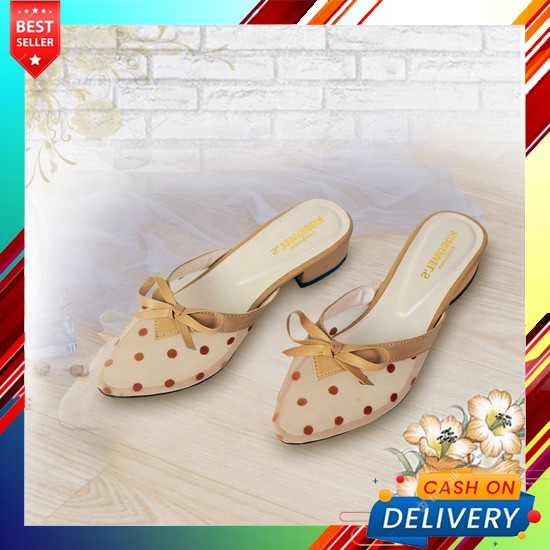 High Heels Wanita Hak Tinggi 9Cm Brukat Gliiter Pesta Hitam Cream  High Heels Pesta Wanita Pita Br