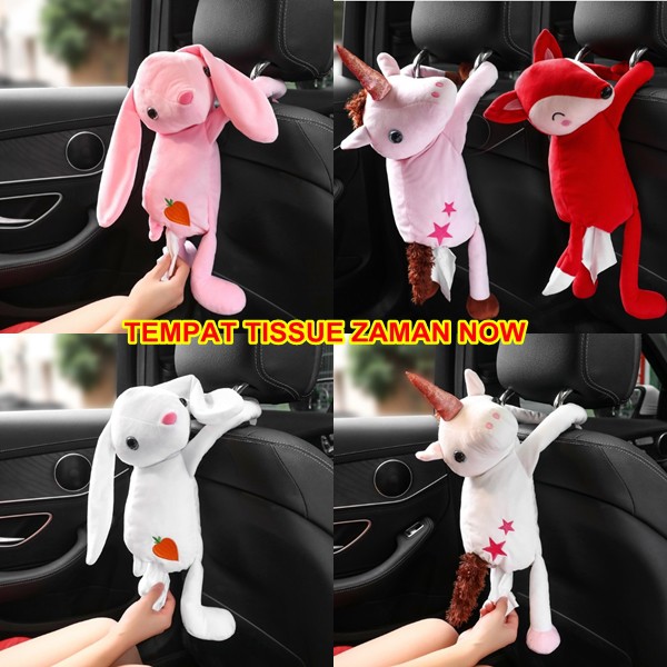 RABBIT KELINCI n RED FOX Kotak Tempat Sarung Tisu Gantung Belakang Jok Mobil Arm Rest Tissue Holder