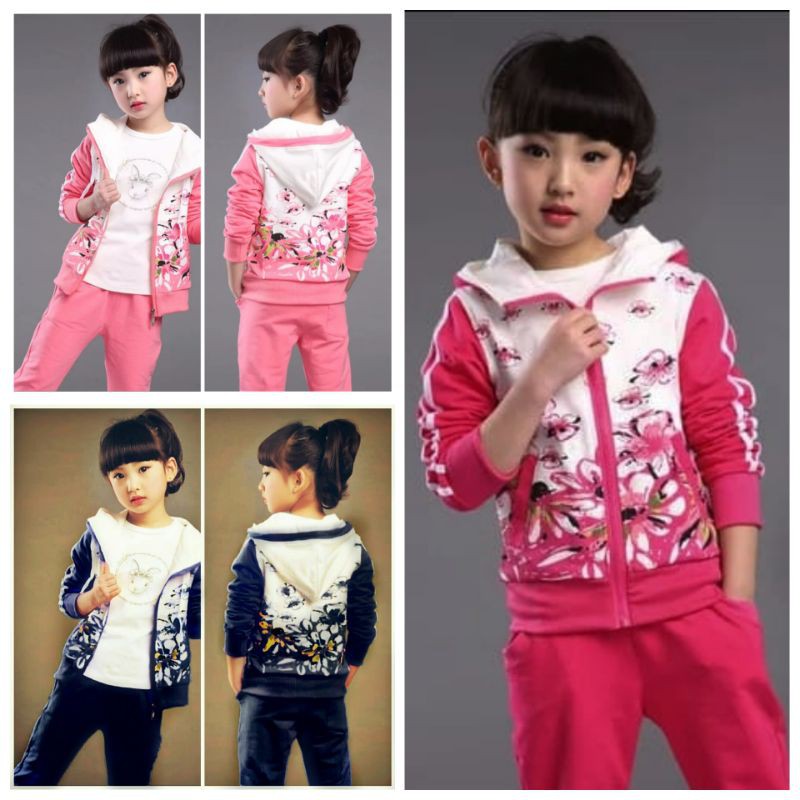 St kids ziper hoodie kid ro stelan baju anak perempuan set anak kekinian setelan anak tanggung