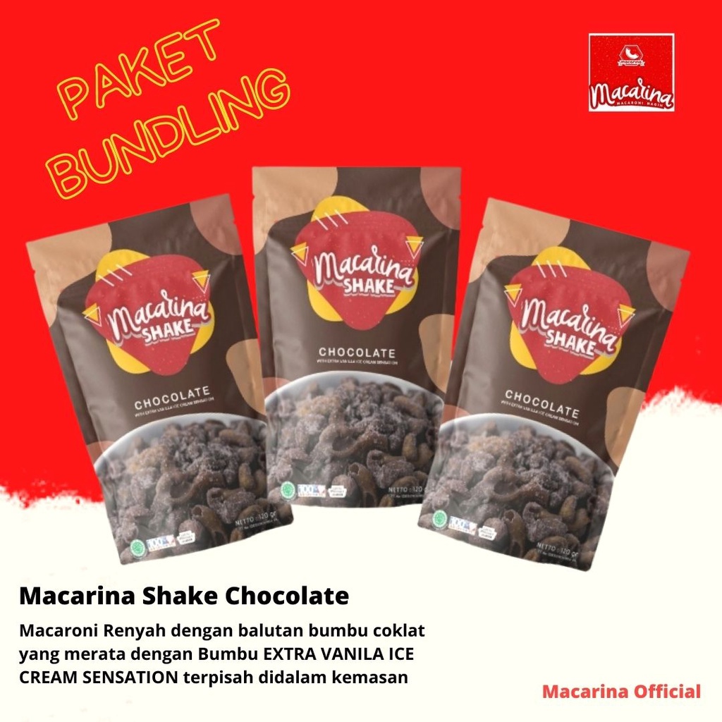 

Macaroni Coklat MACARINA Shake Chocolate Cemilan - Snack dan Makanan Ringan TerHitz Jaman Now