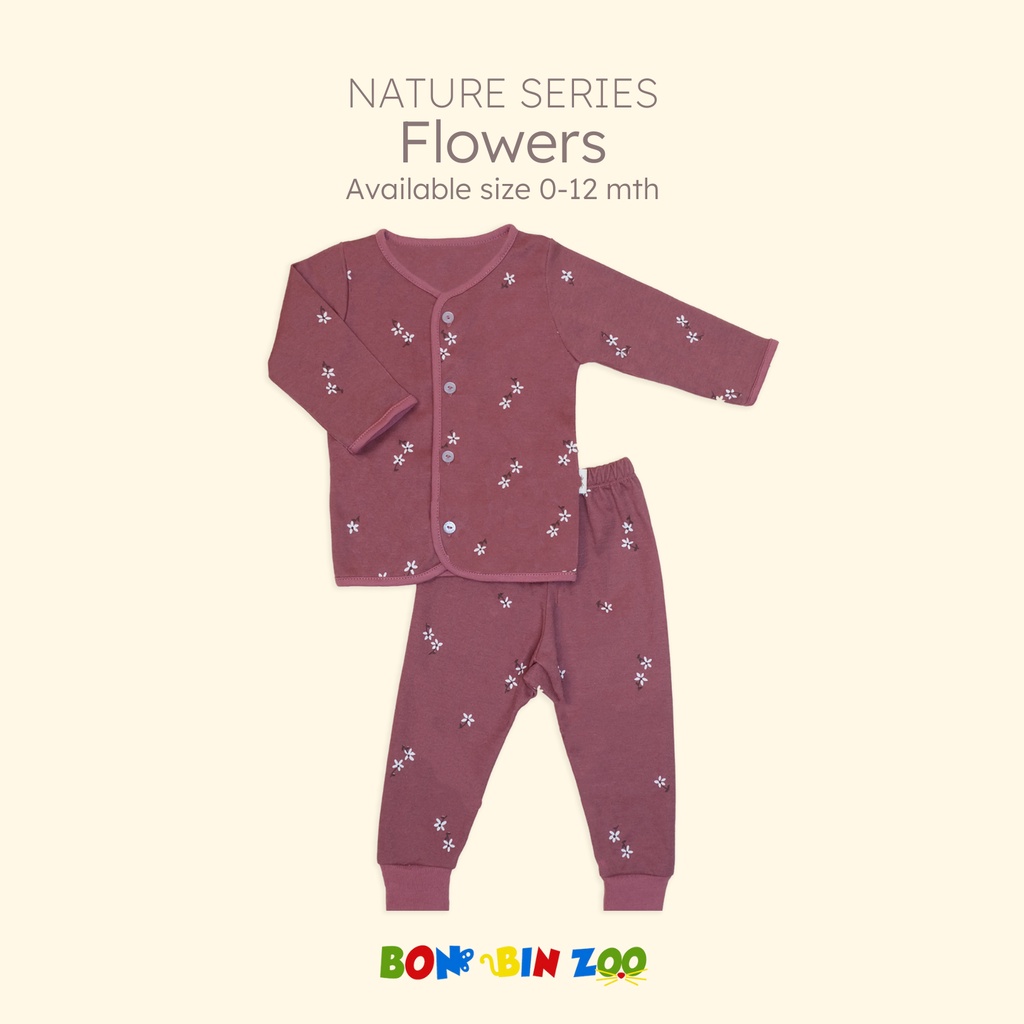 Bonbinzoo Setelan Baju Panjang Celana Panjang 0-6 Bulan Baju Bayi Newborn Piyama Baby Nature Series