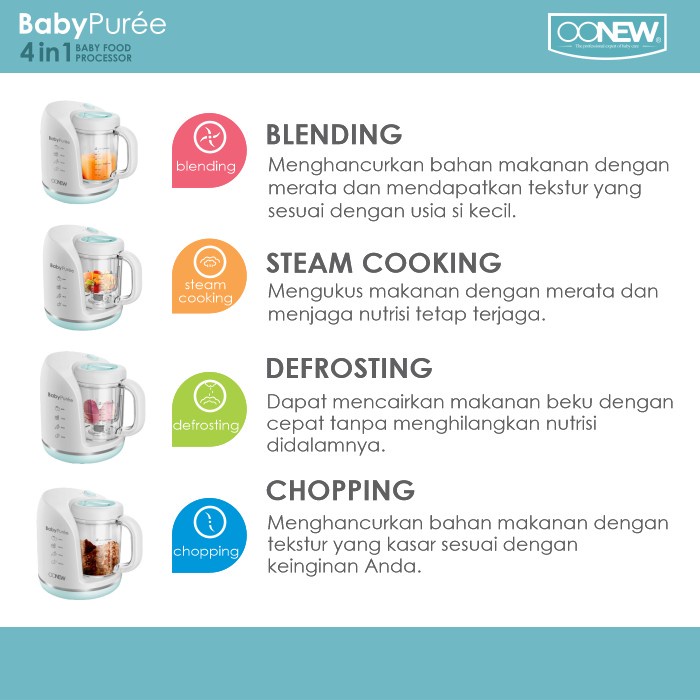 OONew Petite Series 4 in 1 Baby Food Proccesor - Green Honeydew (FREE Pasta Cooker)