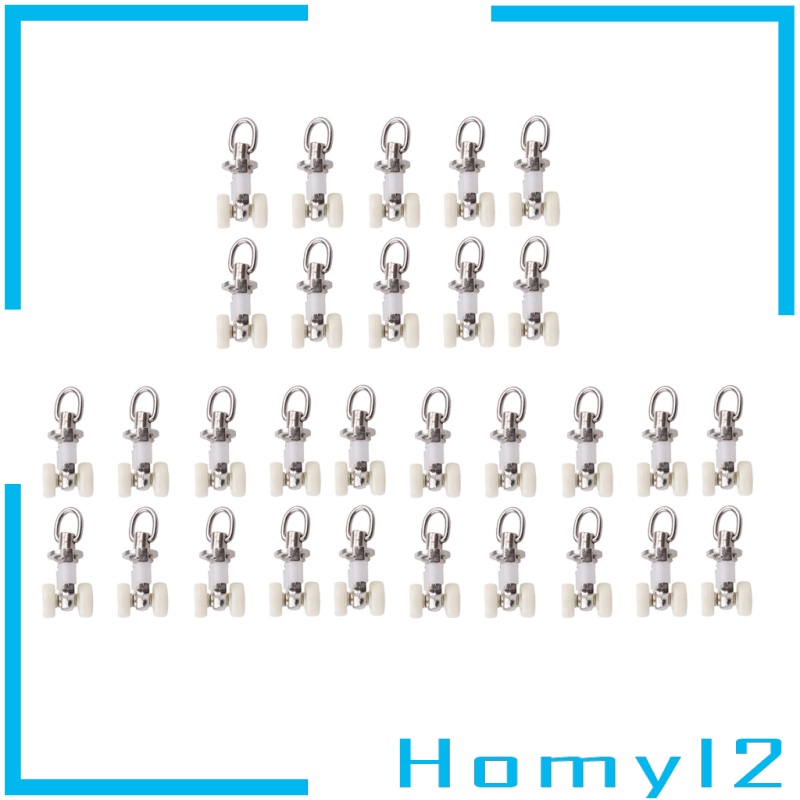 [HOMYL2] 20pcs Curtain Track Rollers Twin Wheeled Carriers Drapery Sliding Glider