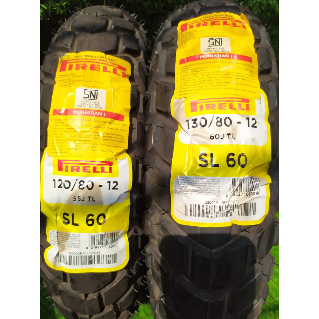 PAKET BAN PIRELLI SL 60 size 120/80 dan 130/80 ring 12