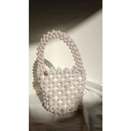 White Pearl Beaded Bag / Tas Mutiara Putih