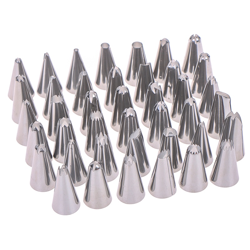 42pcs / Set Nozzle Piping Icing Bahan Stainless Steel Tahan Lama Ukuran Besar Untuk Pastry