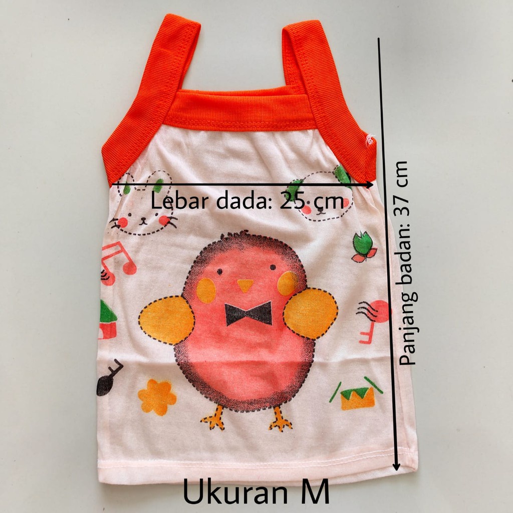 1 LUSIN (12 pcs) Singlet bayi motif AYAM ukuran M / L / XL