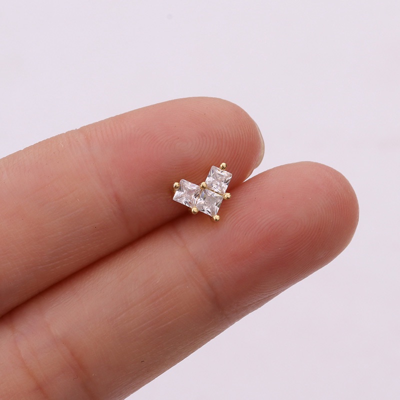 1pc Anting Tindik Tulang Rawan Telinga Desain Tanaman Keong 20g Hias Cz