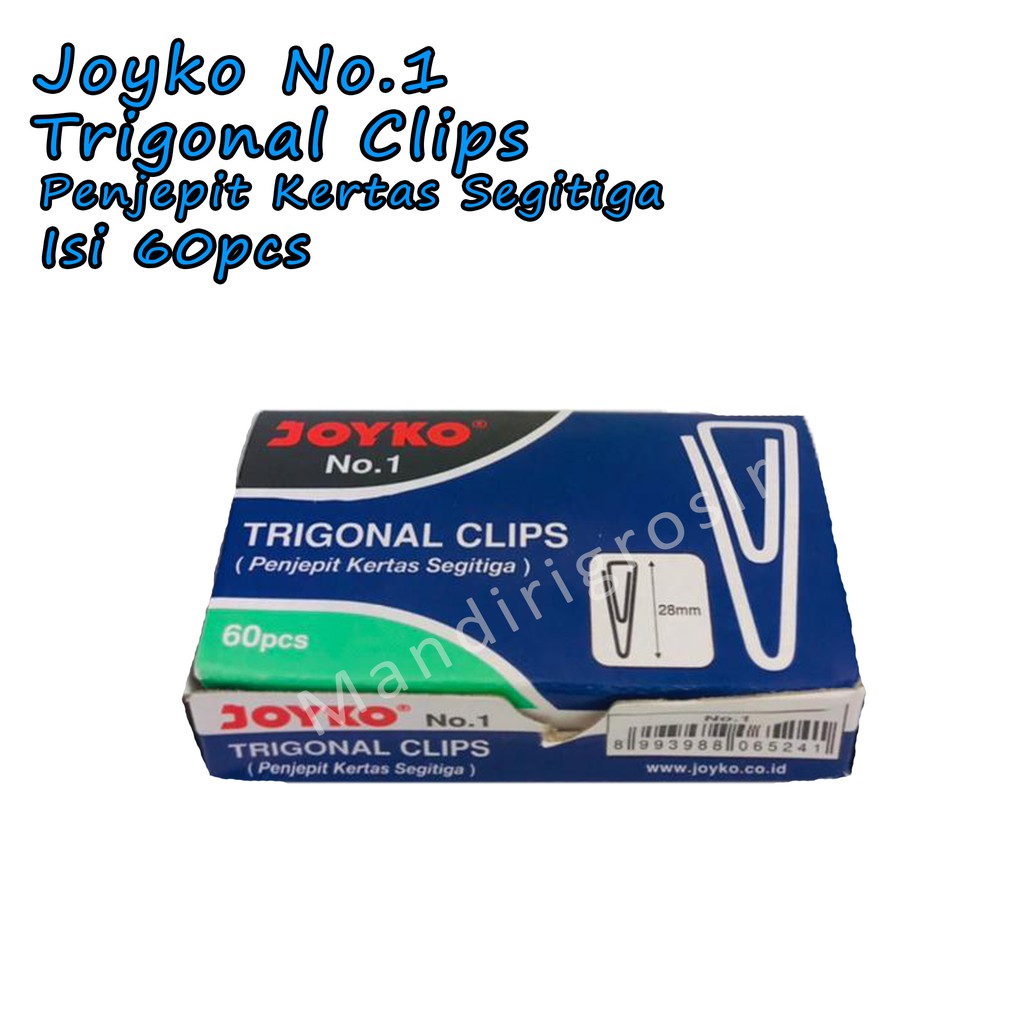 Trigonal Clips *Joyko No.1 * Penjepit Kertas Segitiga * 60pcs