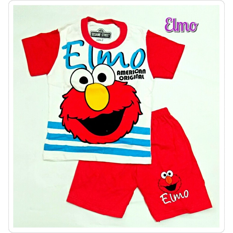 SETELAN Baju Lengan Pendek Celana Pendek Anak Cewek dan Cowok child's short suit BOY &amp; GIRL  Murmer Motif Sofia Minnie Pony Cars Elmo setelan baju celana