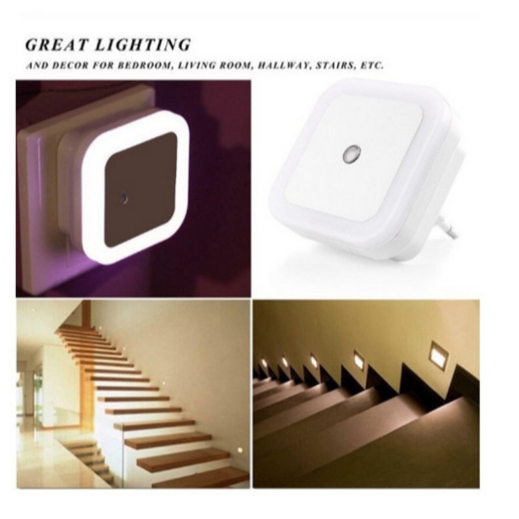 Lampu Led Tidur Sensor Cahaya Lampu Tidur Led Sensor otomatis persegi
