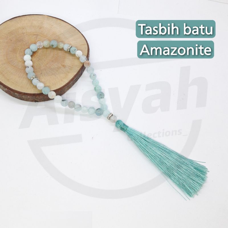 TASBIH BATU AMAZONITE 33 BUTIR ORIGINAL STONE