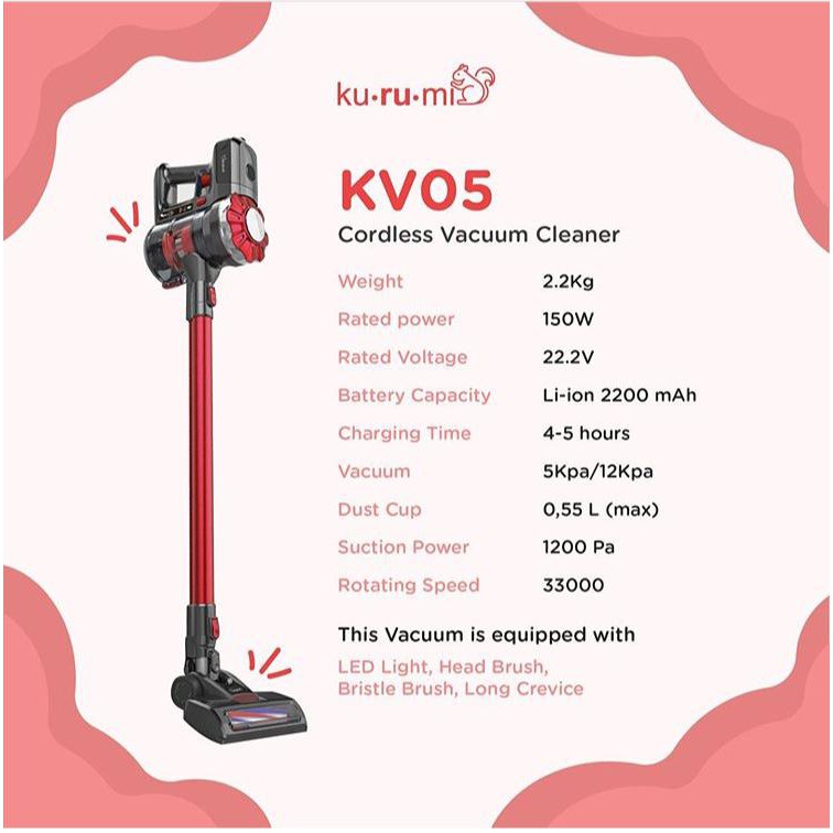 KURUMI KV-05 Cordless Stick Vacuum Cleaner