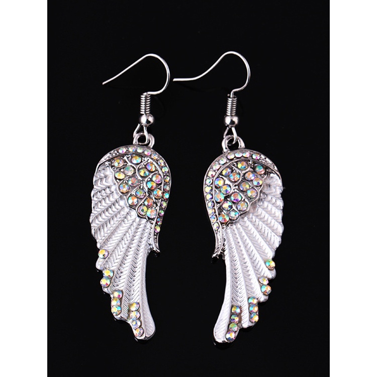 Anting Bentuk Sayap Malaikat Warna Biru Putih Pink Untuk Wanita