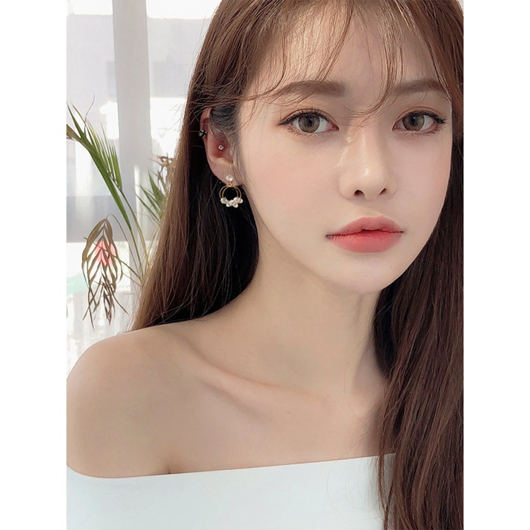 Anting Tusuk Silver 925 Wanita Hias Mutiara Gaya Korea