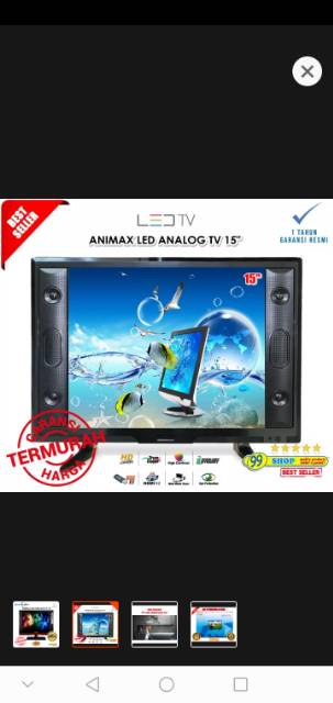 Monitor LED TV ANIMAX 15&quot; USB MOVIE KOTAK SQUARE MURAH