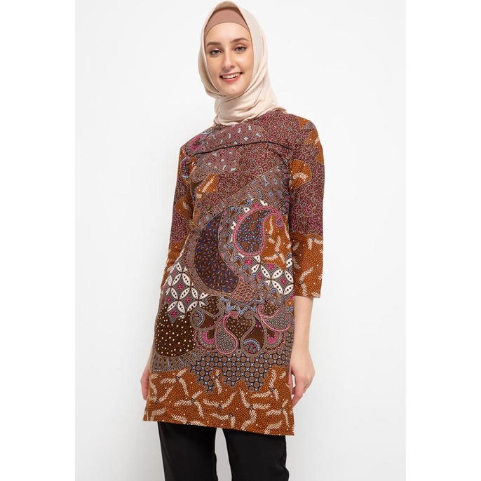 Adikusuma By ArjunaWeda Dress Batik Wanita Parsley Kawung - Biru Termurah