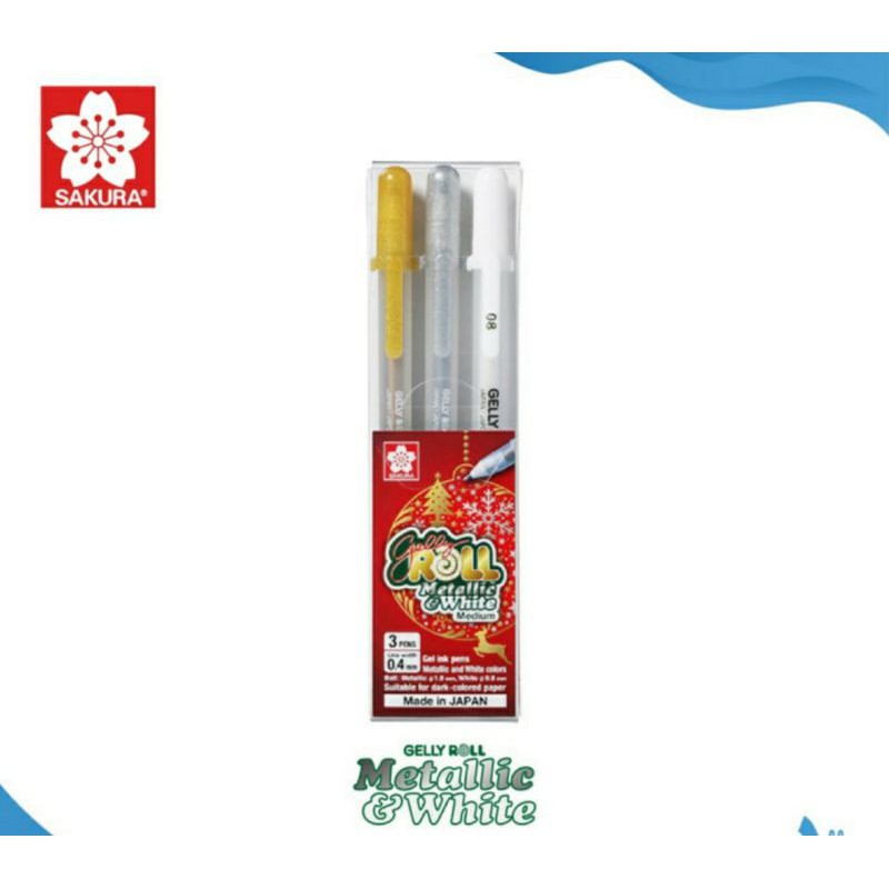 

SAKURA GELLY ROLL METALLIC WHITE SET 3 PEN GEL PUTIH METALIK