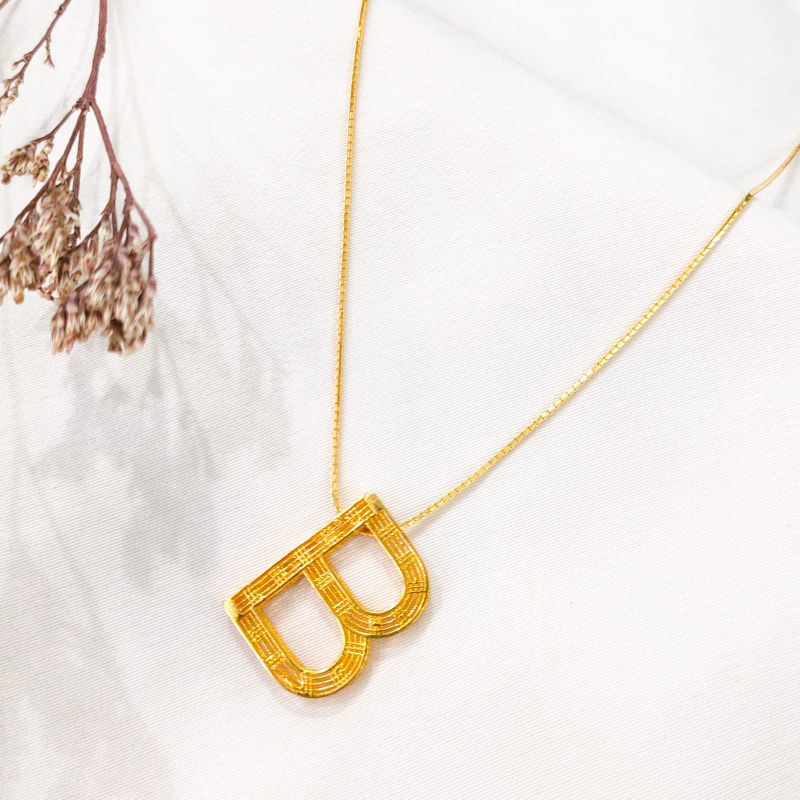 kalung inisial b kalung huruf emas asli kadar 875