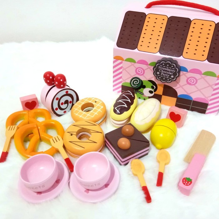 Snack Kue Mainan Kayu Wooden Toys Pretend Play Mianan Edukasi