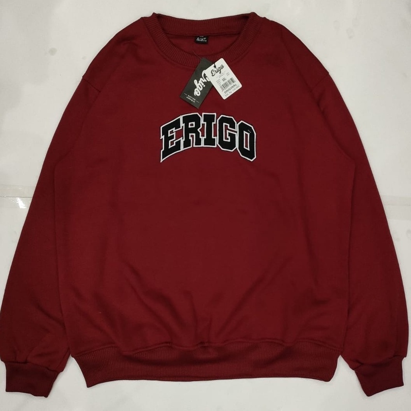 Sweater Crewneck Erigo Hitam Full Bordir Ukuran Jumbo L XL XXL & XXXL