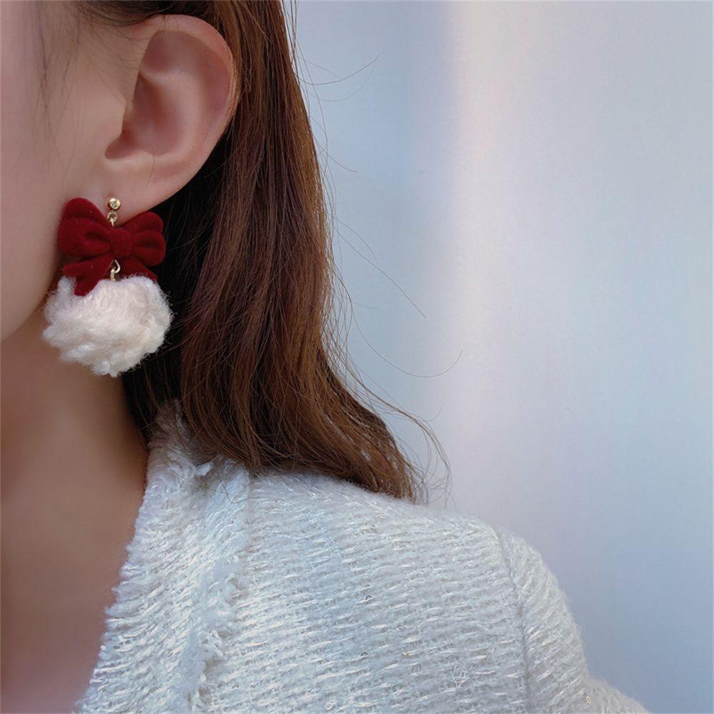 Preva Stud Earrings New Year Bow-knot Sweet Earrings Klip Telinga