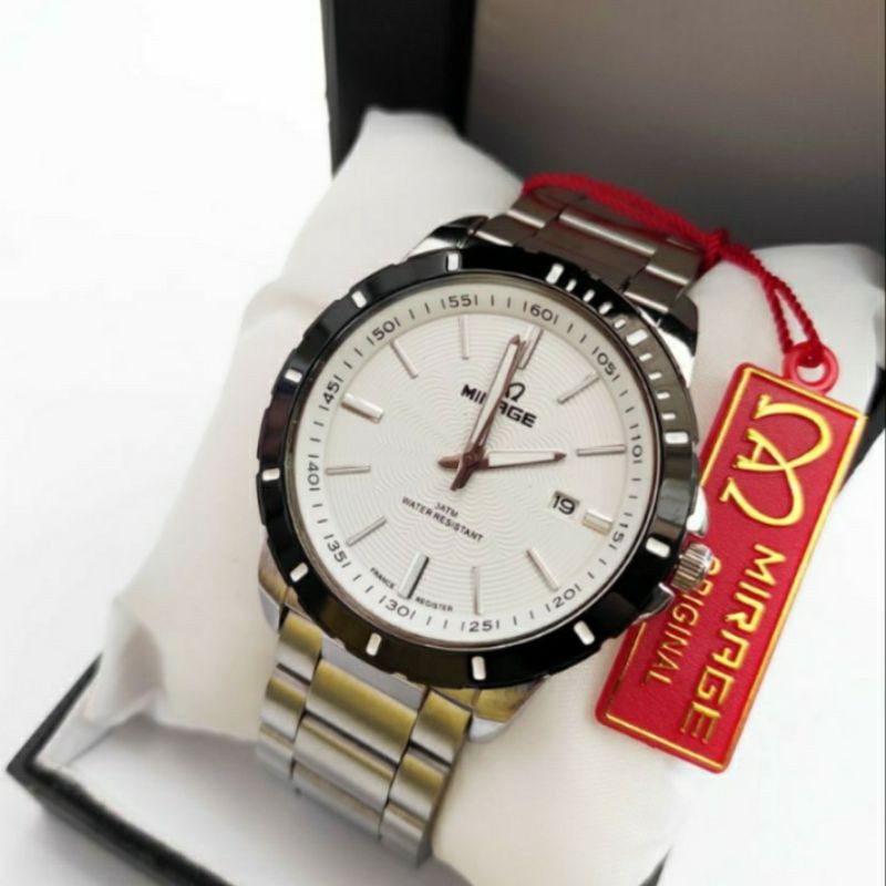 jam tangan pria;MIRAGE M8549BRP-Lsilver~ORIGINAL WATER RESISTANT~TGL~STAINLES