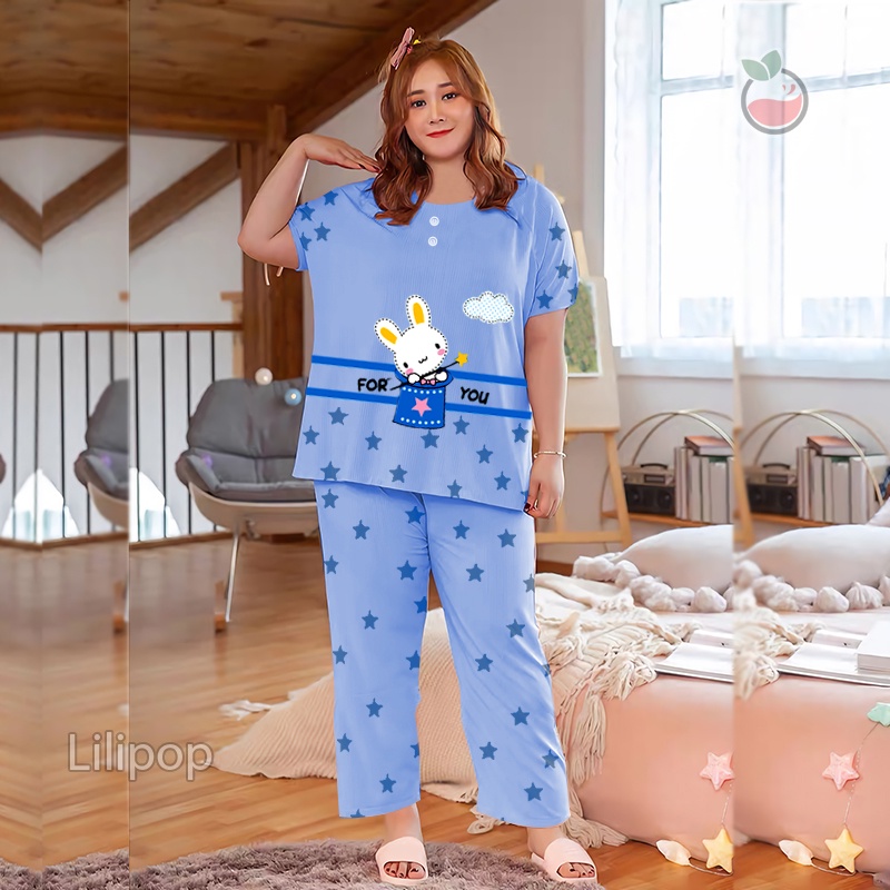 Baju Tidur Wanita CP Jumbo Bigsize Babydoll HELBES BUNY  XXL Celana Panjang Busui Bumil  Oversize Ko