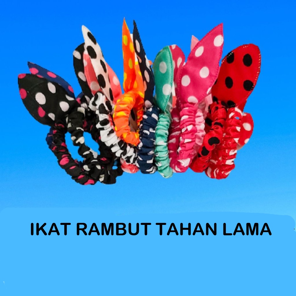 [10 PCS] Ikat Rambut Korea Model Telinga Kelinci Dewasa dan Anak -anak  ikat rambut hairband Lucu Unik