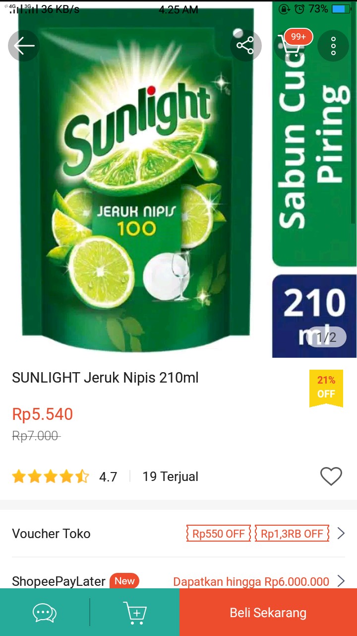 Sunlight Jeruk Nipis 210ml