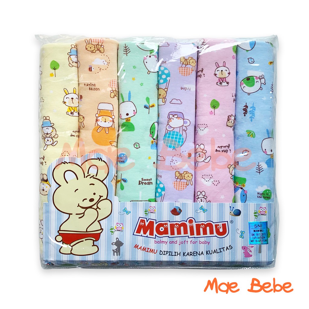 Mamimu 2in1 Bedong Bayi + Sarung Tangan Motif Warna Isi 6 Pcs