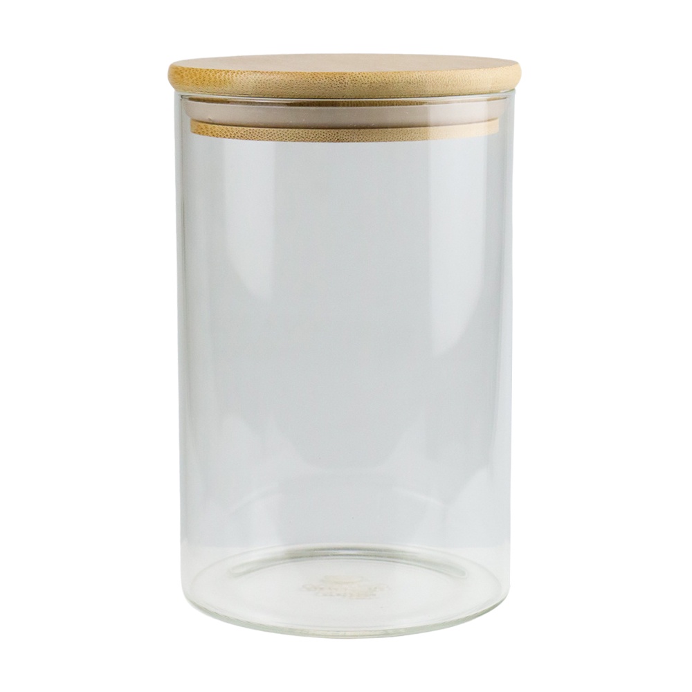 Toples Kaca Kedap Udara  Storage Jar Tutup Kayu 900ml