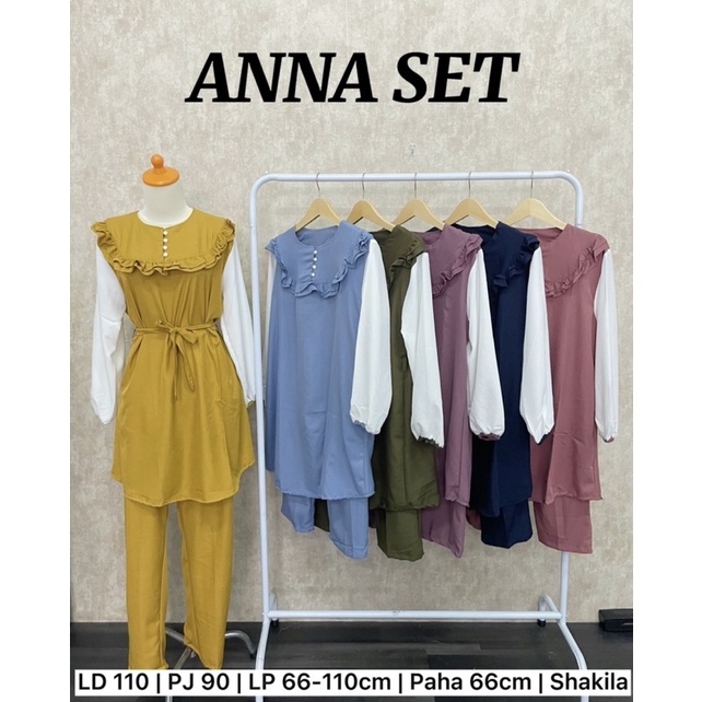 ANNA SET TUNIK SETCEL SHAKILA POLOS SETELAN MUSLIM GROSIR