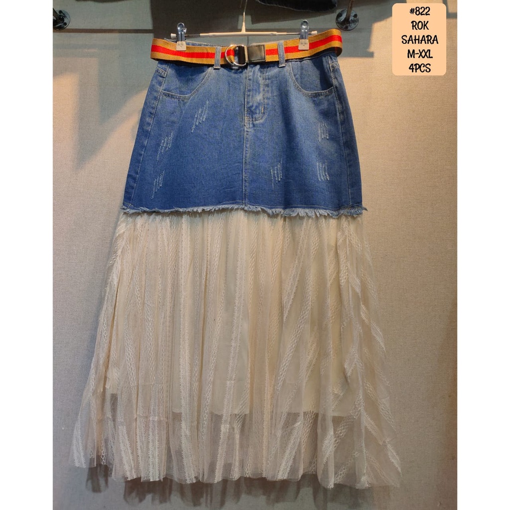 Rok Jeans Kombinasi Renda