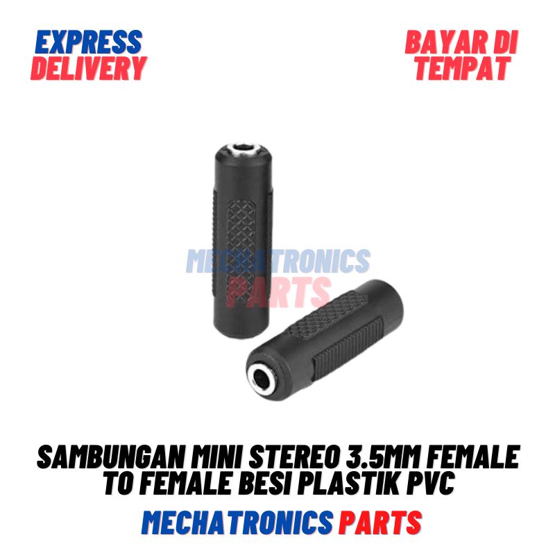 Sambungan Mini Stereo 3.5mm Female To Female Besi Plastik PVC